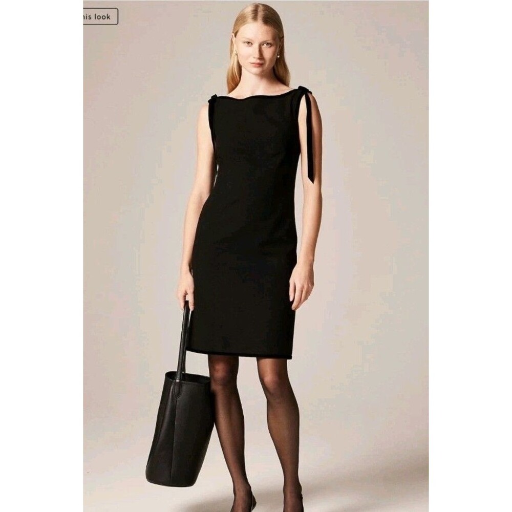NWT J.Crew Size 6 Seamed Sheath Dress with Velvet Bows Four-Season Stretch CP186